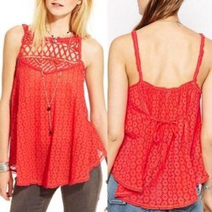 Free People Cotton Eyelet Coral Tunic Small EUC